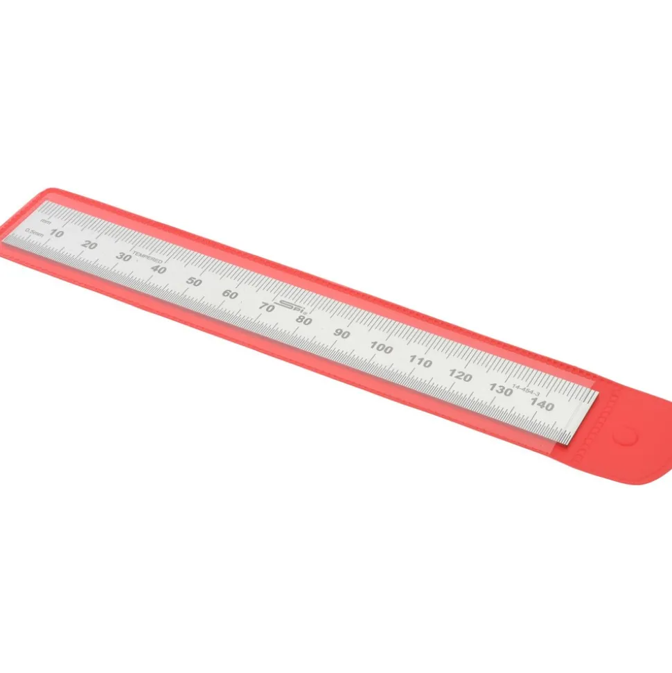 Steel Rule: 6" OAL, Metric Graduation, Rigid, 3/4" OAW