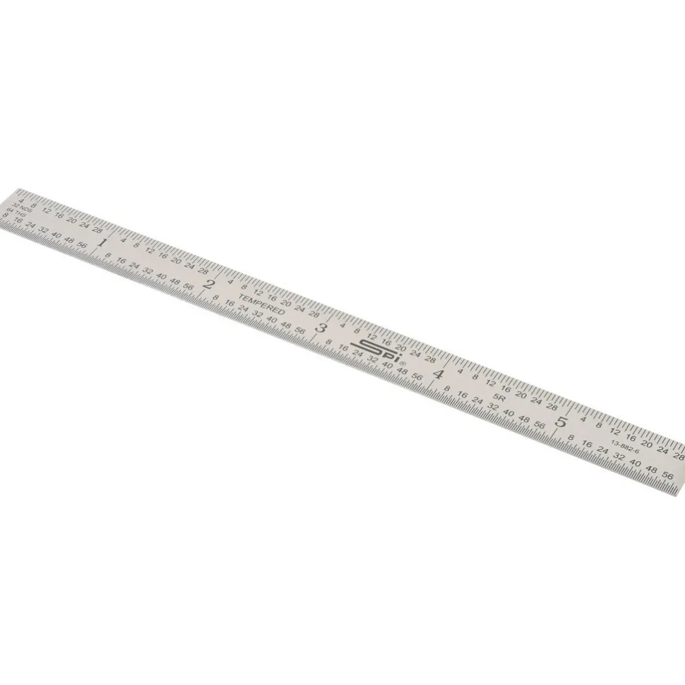 Steel Rule: 6" OAL, 5R Graduation, Flexible, 1/2" OAW