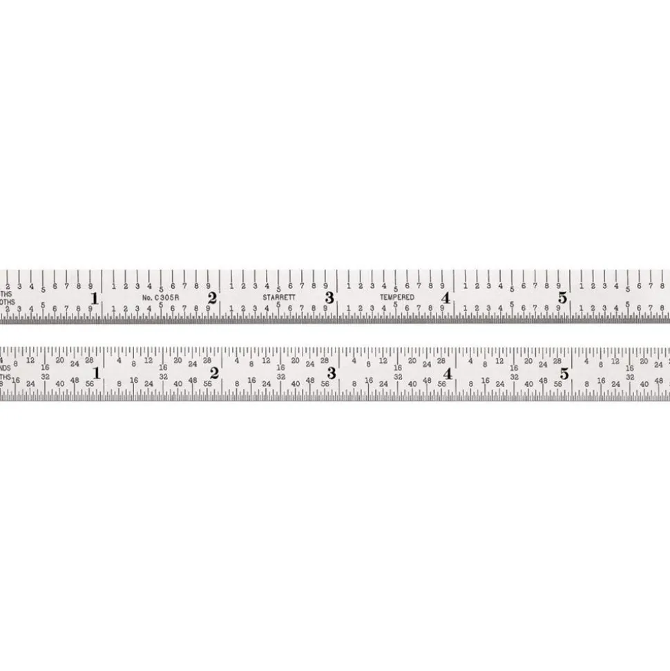 Steel Rule: 6" OAL, 5R Graduation, Flexible, 1/2" OAW