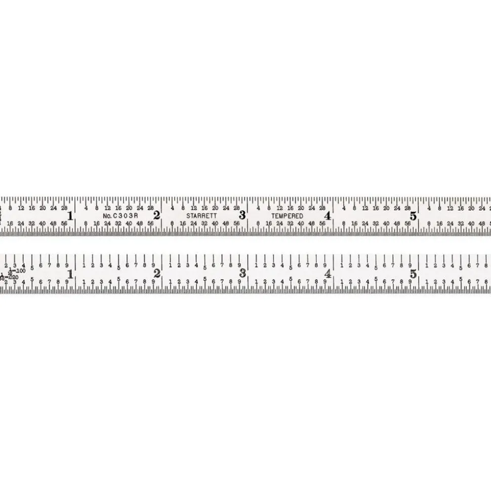 Steel Rule: 6" OAL, 3R Graduation, Flexible, 1/2" OAW