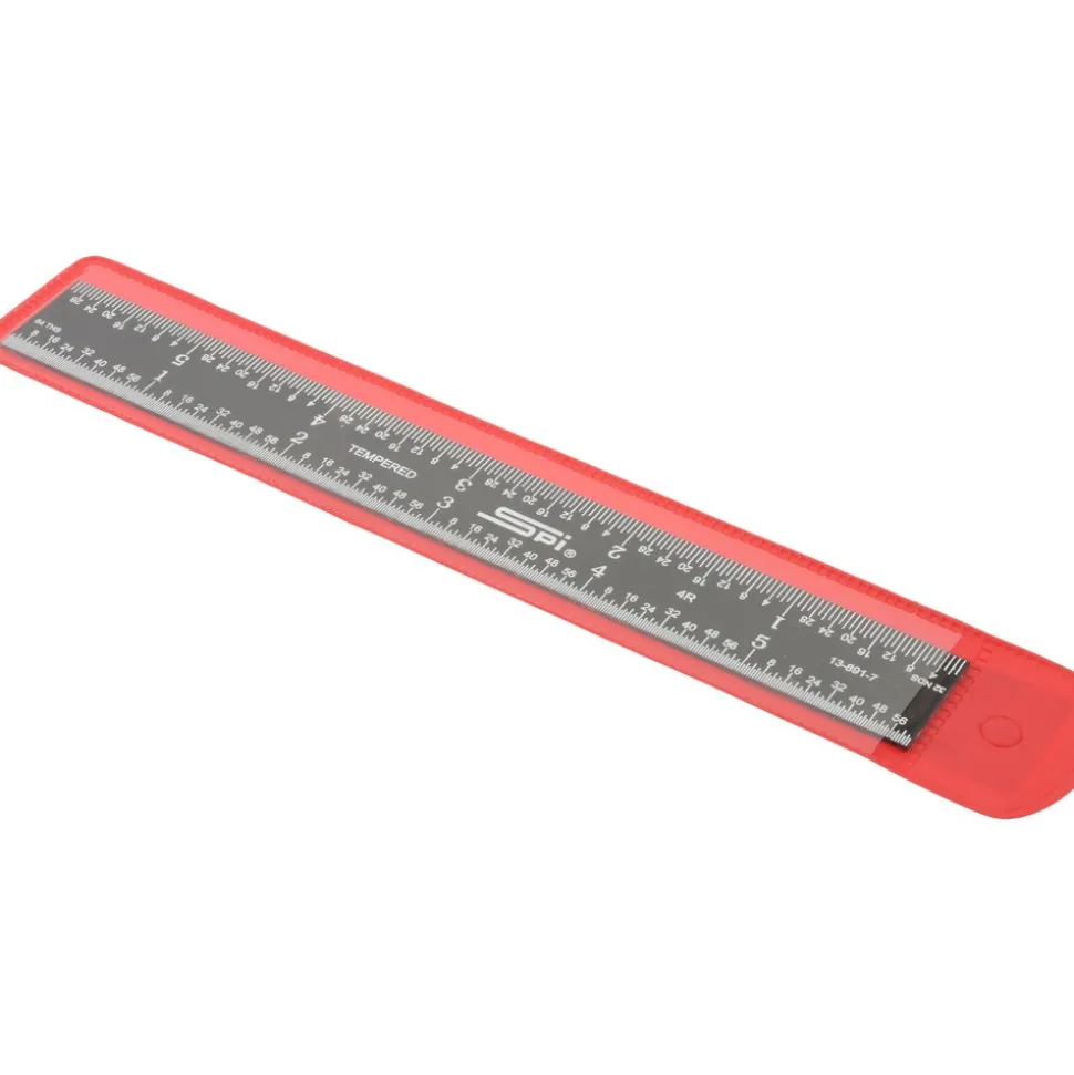 Steel Rule: 6" OAL, 4R Graduation, Rigid, 3/4" OAW