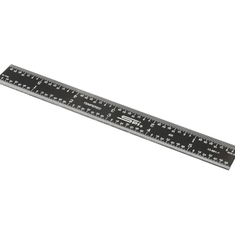 Steel Rule: 6" OAL, 4R Graduation, Rigid, 3/4" OAW