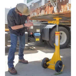Steel Trailer Stabilizing Ratchet Jack: 26-5/8 In. x 17-5/8 In. x 39 In. 100,000 Lb. Static Capacity Yellow