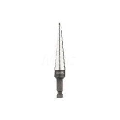 Step Drill Bit: 1/8" Min, 1/2" Max, 1/4" Shank Dia, High-Speed Steel, 13 Hole Sizes