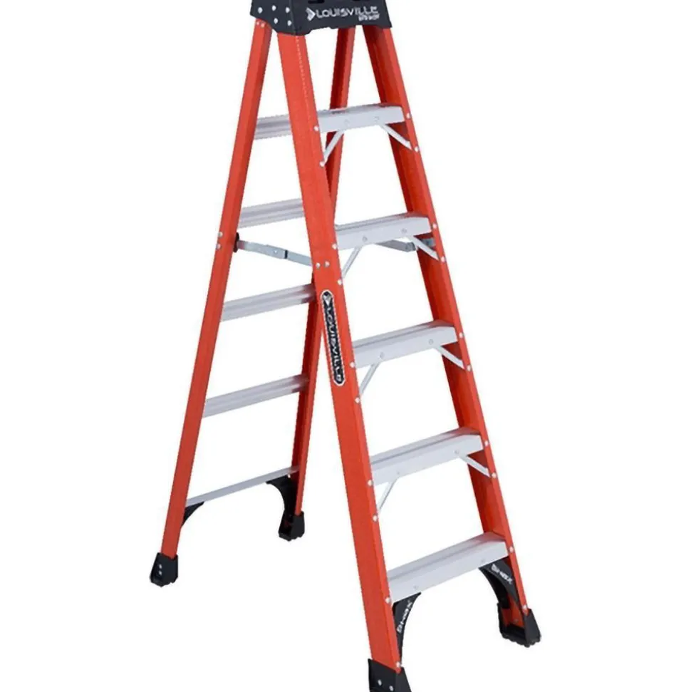 5 Step Fiberglass Foldable Step Ladder: Type IAA 375 lb Capacity 6' Height