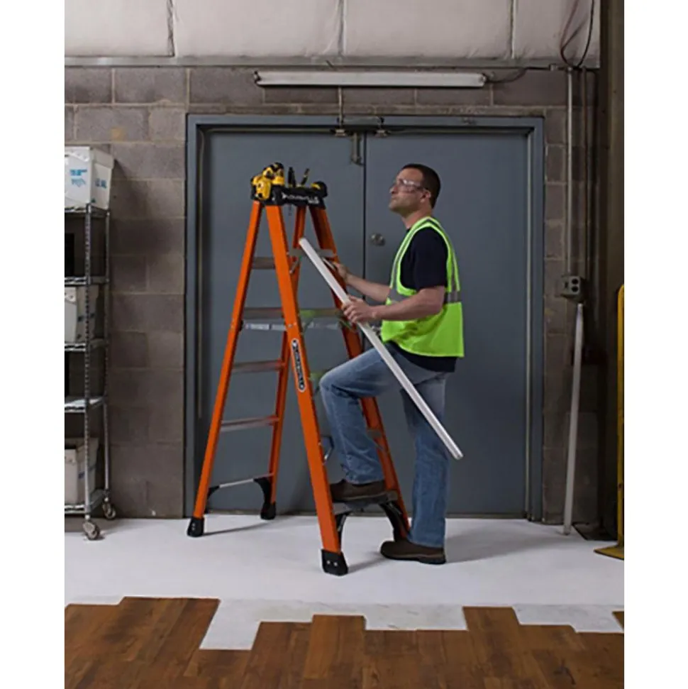 5 Step Fiberglass Foldable Step Ladder: Type IAA 375 lb Capacity 6' Height
