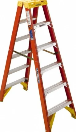 5 Step Fiberglass Foldable Step Ladder: Type IA 300 lb Capacity 6' Height