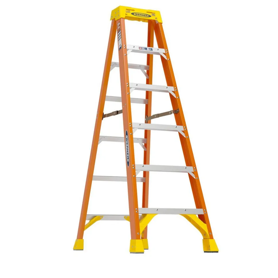 5 Step Fiberglass Foldable Step Ladder: Type IA 300 lb Capacity 6' Height