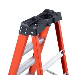4 Step Fiberglass Foldable Step Ladder: Type IAA 375 lb Capacity 4' Height