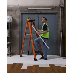 4 Step Fiberglass Foldable Step Ladder: Type IAA 375 lb Capacity 4' Height