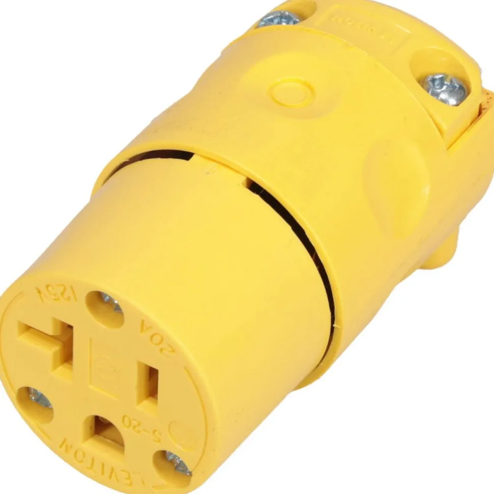Straight Blade Connector: Commercial, 5-20R, 125VAC, Yellow