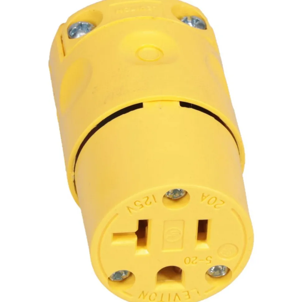Straight Blade Connector: Commercial, 5-20R, 125VAC, Yellow