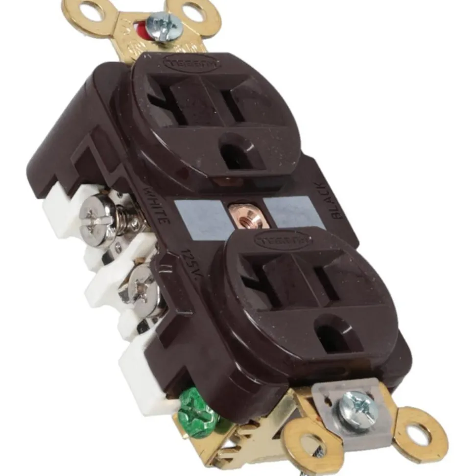 Straight Blade Duplex Receptacle: NEMA 5-20R, 20 Amps, Self-Grounding