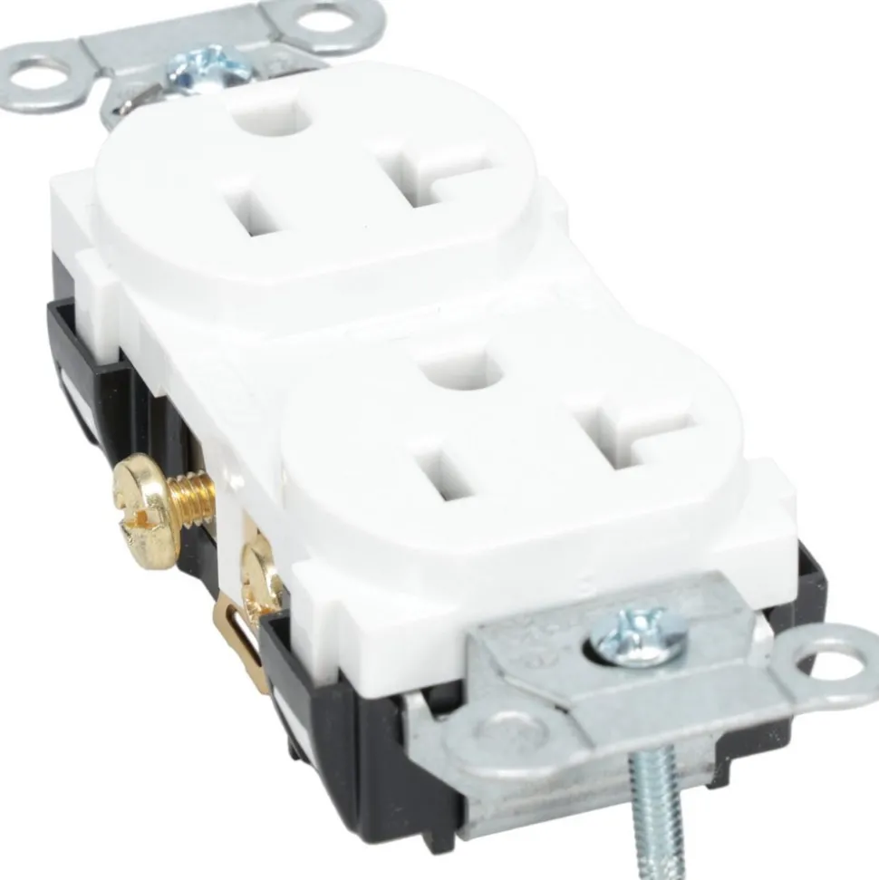 Straight Blade Duplex Receptacle: NEMA 5-20R, 20 Amps, Self-Grounding