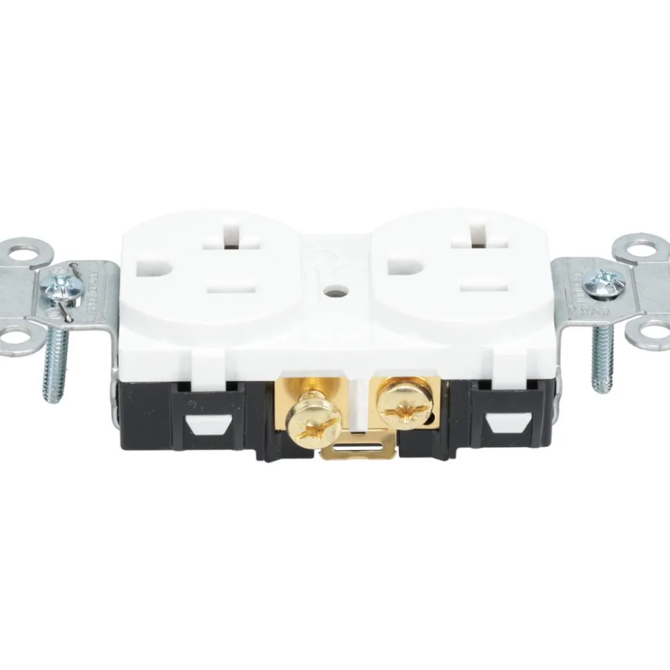 Straight Blade Duplex Receptacle: NEMA 5-20R, 20 Amps, Self-Grounding