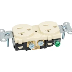 Straight Blade Duplex Receptacle: NEMA 5-20R, 20 Amps, Self-Grounding