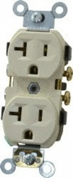 Straight Blade Duplex Receptacle: NEMA 5-20R, 20 Amps, Self-Grounding