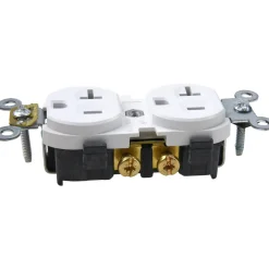 Straight Blade Duplex Receptacle: NEMA 5-20R, 20 Amps, Self-Grounding