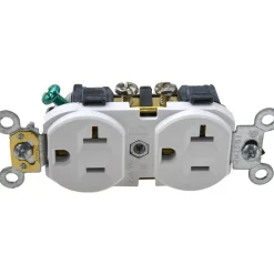 Straight Blade Duplex Receptacle: NEMA 5-20R, 20 Amps, Self-Grounding