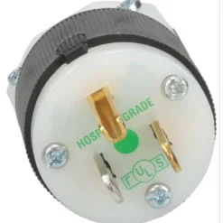 Straight Blade Plug: Hospital, 5-15P, 125VAC, Black & White