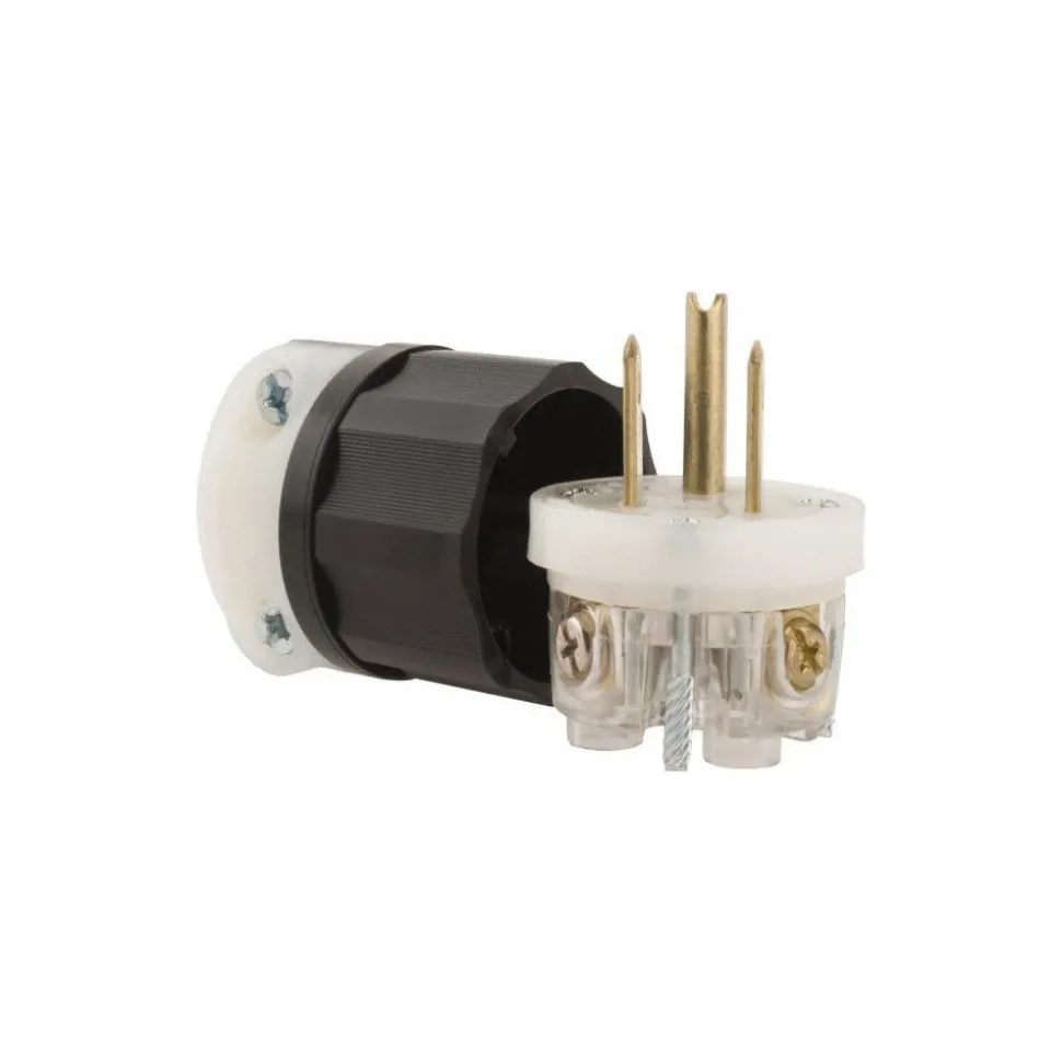 Straight Blade Plug: Industrial, 5-15P, 125VAC, Black & White
