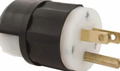 Straight Blade Plug: Industrial, 5-15P, 125VAC, Black & White