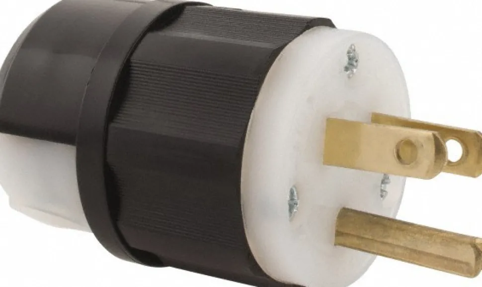 Straight Blade Plug: Industrial, 5-15P, 125VAC, Black & White