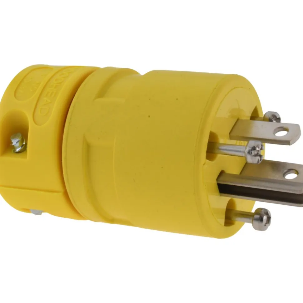 Straight Blade Plug: Industrial, 5-15, 125VAC, Yellow