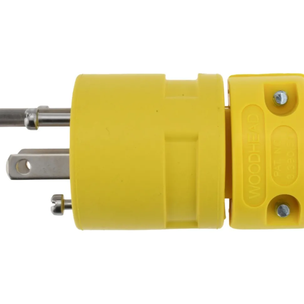 Straight Blade Plug: Industrial, 5-15, 125VAC, Yellow