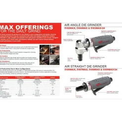 Straight Air Die Grinder: 0.4 hp, 25000 RPM, 1/4" Collet, Rear Exhaust