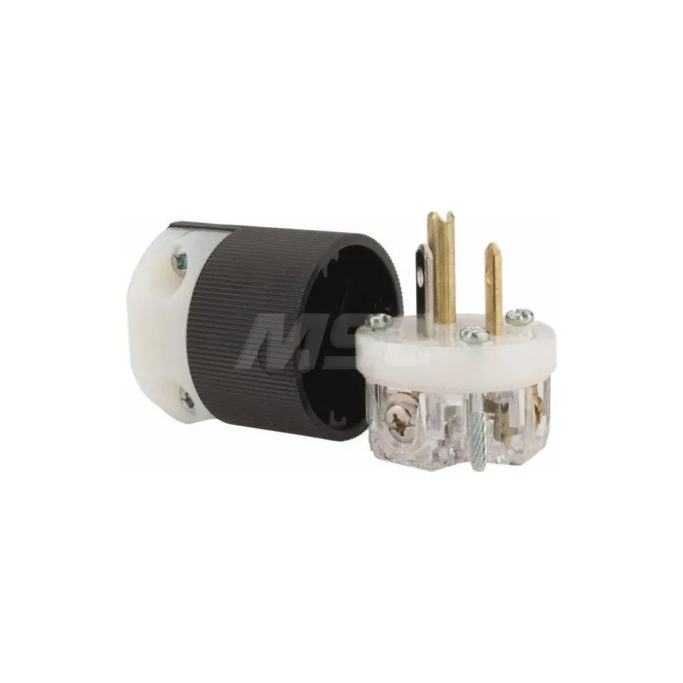 Straight Blade Plug: 5-15P, 125VAC, Black & White