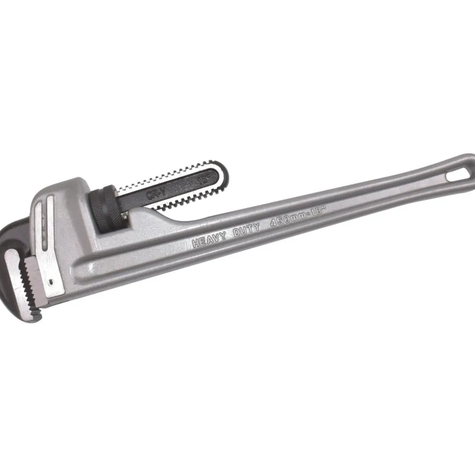 Straight Pipe Wrench: 2-1/2" Max, 18" OAL, Aluminum