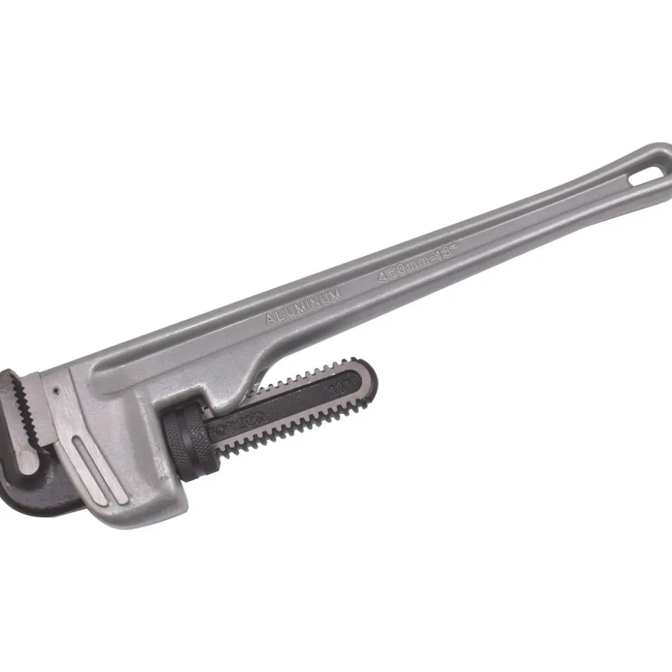 Straight Pipe Wrench: 2-1/2" Max, 18" OAL, Aluminum