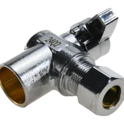 Sweat 1/2 Inlet, 125 Max psi, Chrome Finish, Brass Water Supply Stop Valve