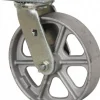 Swivel Top Plate Caster: Cast Iron, 8" Wheel Dia, 2" Wheel Width, 1,250 lb Capacity, 9-1/2" OAH