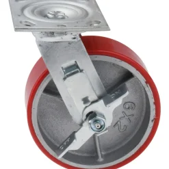 Swivel Top Plate Caster: Polyurethane, 6" Wheel Dia, 2" Wheel Width, 1,200 lb Capacity, 7-1/2" OAH