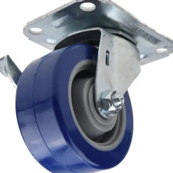 Swivel Top Plate Caster: Polyurethane, 3" Wheel Dia, 1-1/4" Wheel Width, 210 lb Capacity, 3-3/4" OAH