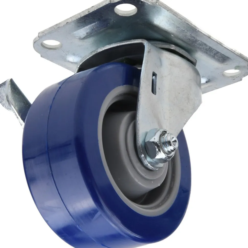 Swivel Top Plate Caster: Polyurethane, 3" Wheel Dia, 1-1/4" Wheel Width, 210 lb Capacity, 3-3/4" OAH