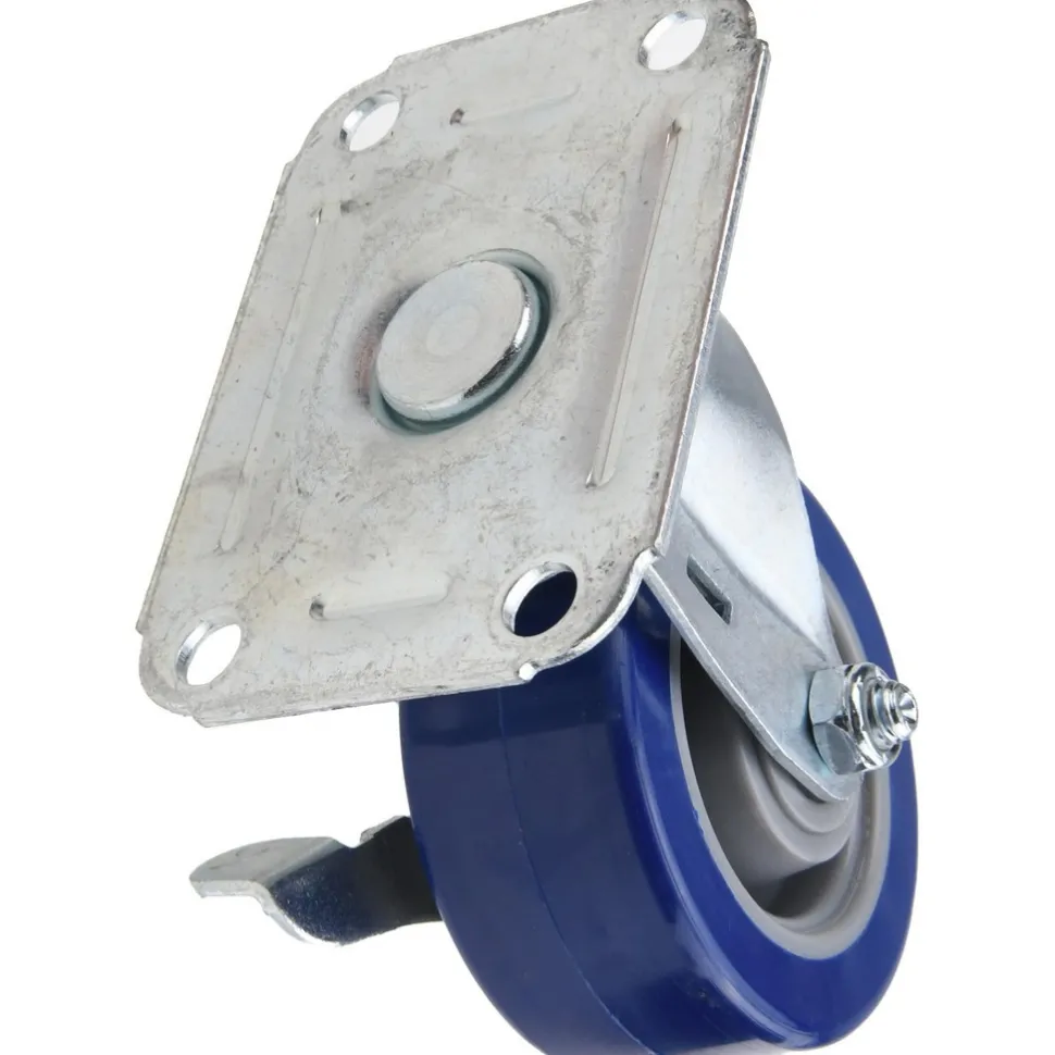 Swivel Top Plate Caster: Polyurethane, 3" Wheel Dia, 1-1/4" Wheel Width, 210 lb Capacity, 3-3/4" OAH