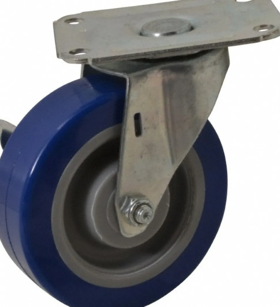 Swivel Top Plate Caster: Polyurethane, 4" Wheel Dia, 1-1/4" Wheel Width, 275 lb Capacity, 4-11/16" OAH