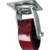 Swivel Top Plate Caster: Polyurethane, 5" Wheel Dia, 2" Wheel Width, 500 lb Capacity, 6-1/2" OAH