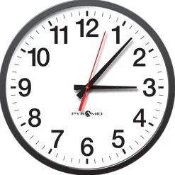 Synchronized Analog Wall Clock, Wireless, 17" Dia, 12-Hour