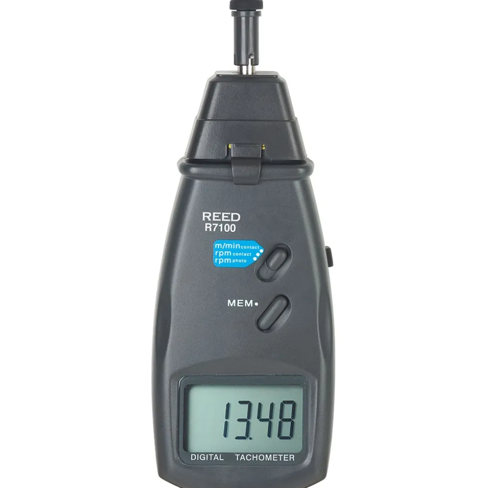 Tachometers; Type: Contact/Non-Contact; Minimum Measurement (RPM): 2.50; Maximum Measurement (RPM): 99999.00; Meter Length (mm): 210.00; Meter Length (Decimal Inch): 8.3000; Meter Width (mm): 74.00; Meter Width (Decimal Inch): 2.9000; Meter Thickness (mm): 39.00