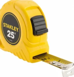 Tape Measure: 25' Long, 1" Width, Yellow Blade