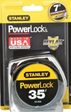 Tape Measure: 35' Long, 1" Width, Yellow Blade