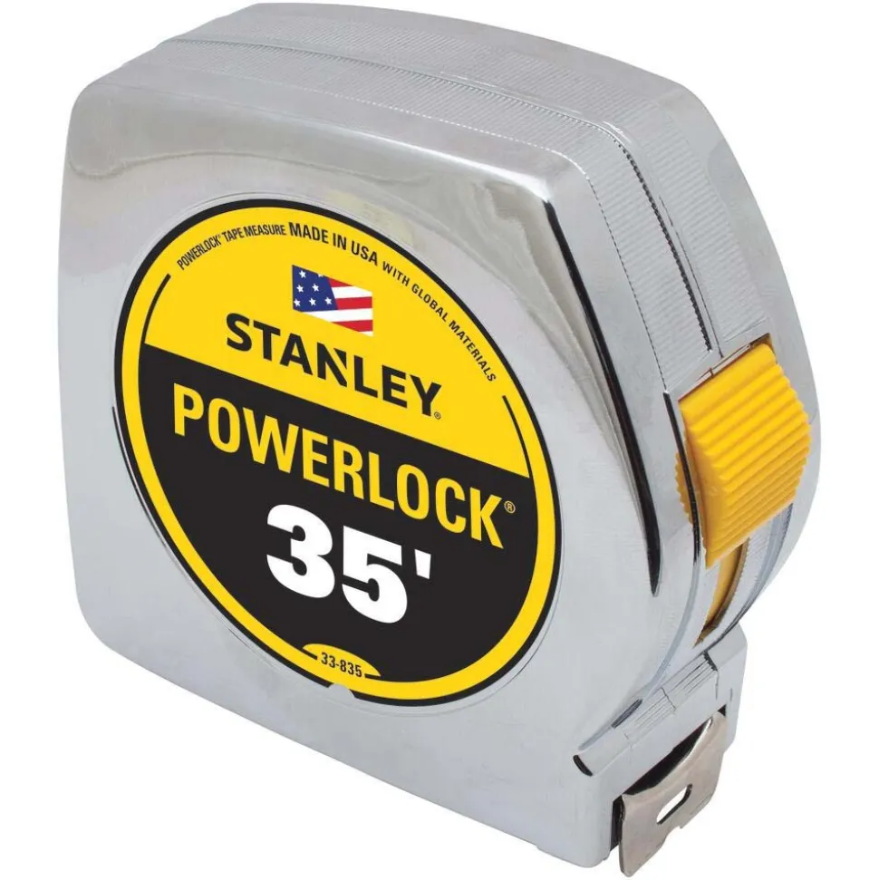 Tape Measure: 35' Long, 1" Width, Yellow Blade