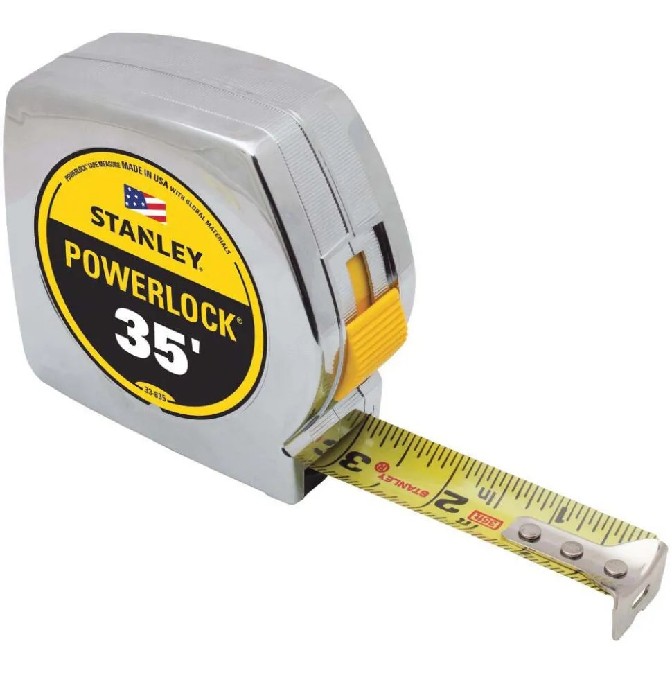 Tape Measure: 35' Long, 1" Width, Yellow Blade