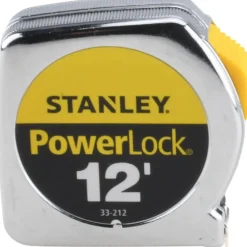 Tape Measure: 12' Long, 1/2" Width, Yellow Blade