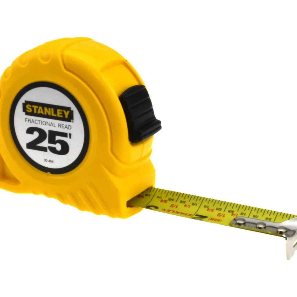 Tape Measure: 25' Long, 1" Width, Yellow Blade