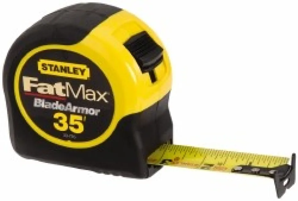 Tape Measure: 35' Long, 1-1/4" Width, Yellow Blade
